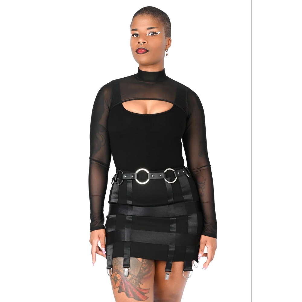 Foxblood - High Neck Mesh Schulterjacke/bolero - Schwarz